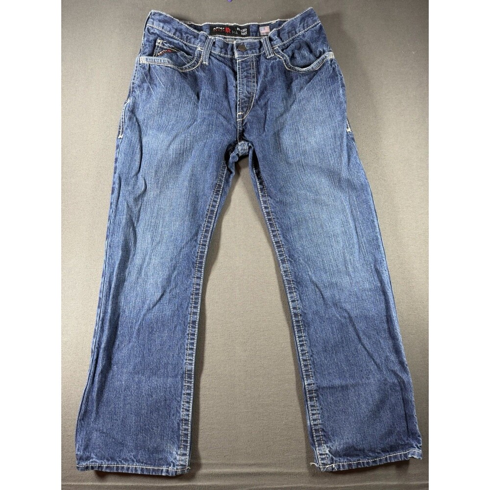 Ariat FR M4 Relaxed Boot Jeans Mens 34x30 Blue Dark Wash Flame Resistant Denim